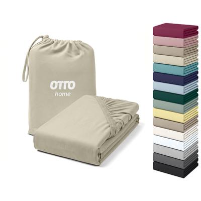 Spannbettlaken OTTO HOME "Cremona, Basic & Premium Qualität mit Elasthan", beige (hellbeige), B:200cm L:200cm, Jersey (180 g/m²), Obermaterial: 96% Baumwolle, 4% Elasthan, Bettlaken, Spannbettlaken, Bettlaken für Matratzen von 20-25 cm Höhe, 96%...