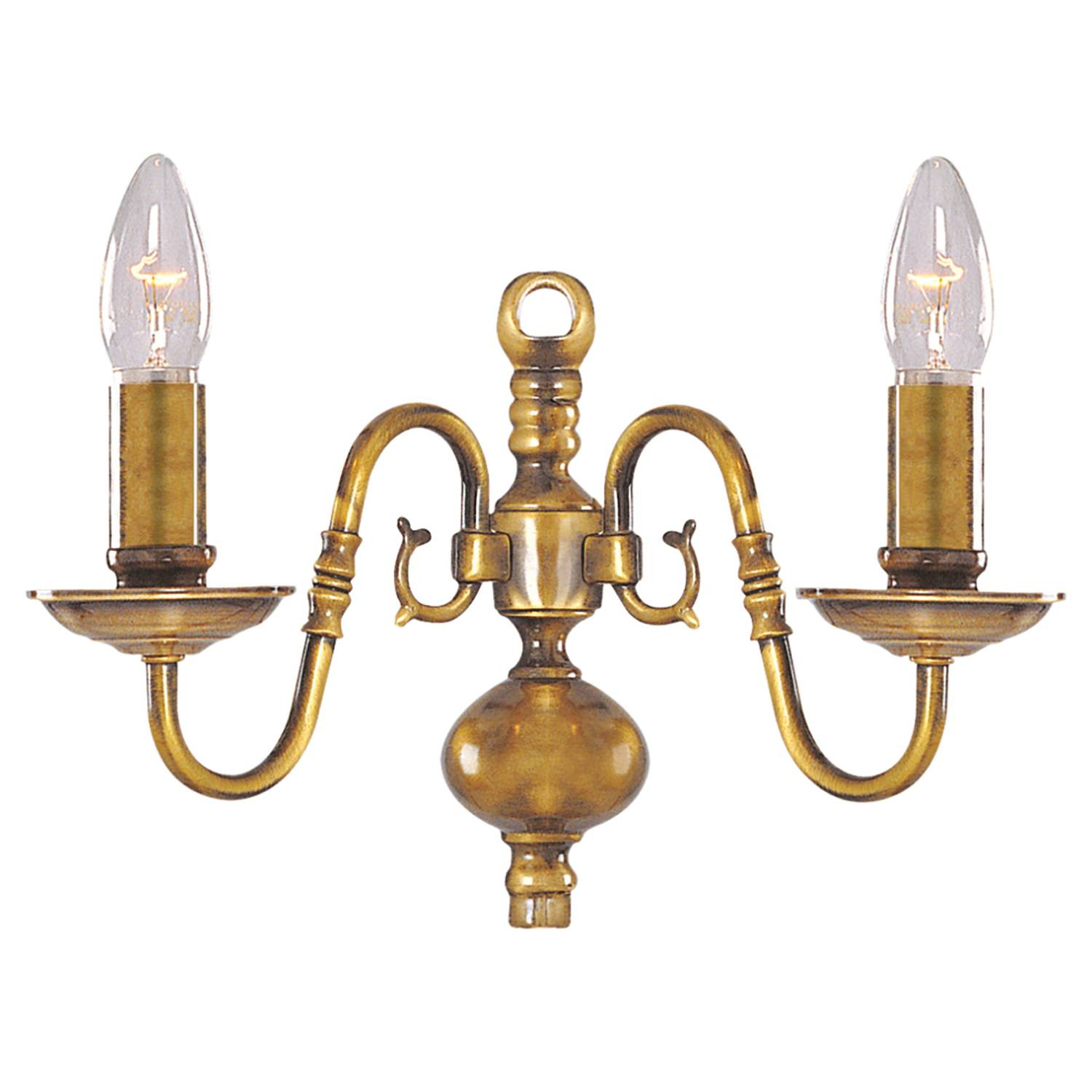 Searchlight Flemish wandlamp messing B: 30 cm, D: 20 cm, H: 14 cm