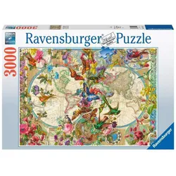 Ravensburger 17117 Erwachsenenpuzzle 3000 Teile - Weltkarte mit Schmetterlingen