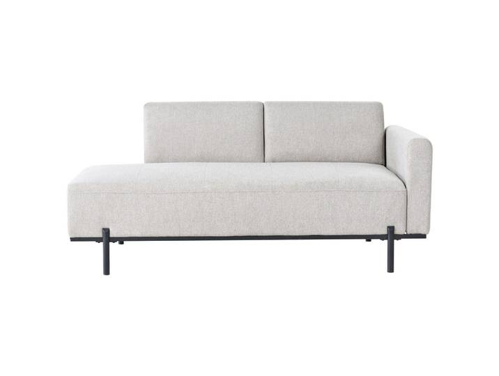 Beliani Chaiselongue Kunstleinen Hellgrau Savasse, Hellgrau, Grau, Schwarz, Eukalyptusholz, 170x78x85 cm, Wohnzimmer, Sofas & Couches, Sofas, Recamieren