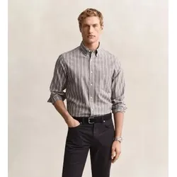 Gant für Herren. 3262005 Hemd aus meliertem Popeline mit braunen Streifen (M), Lässig, Baumwolle, Klassisch, Langarm