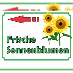 HB-Druck Sonnenblumen Verkaufsschild mit Pfeil links Hofladen Verkaufsförderung A3 (297x420mm)
