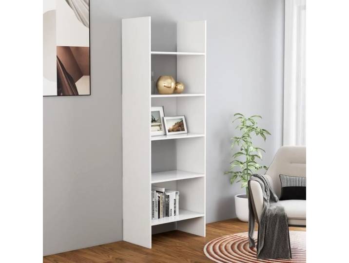 MMF Bibliothèque de rack de rangement étagère d'affichage pour salon Blanc 60x35x180 cm FR14146