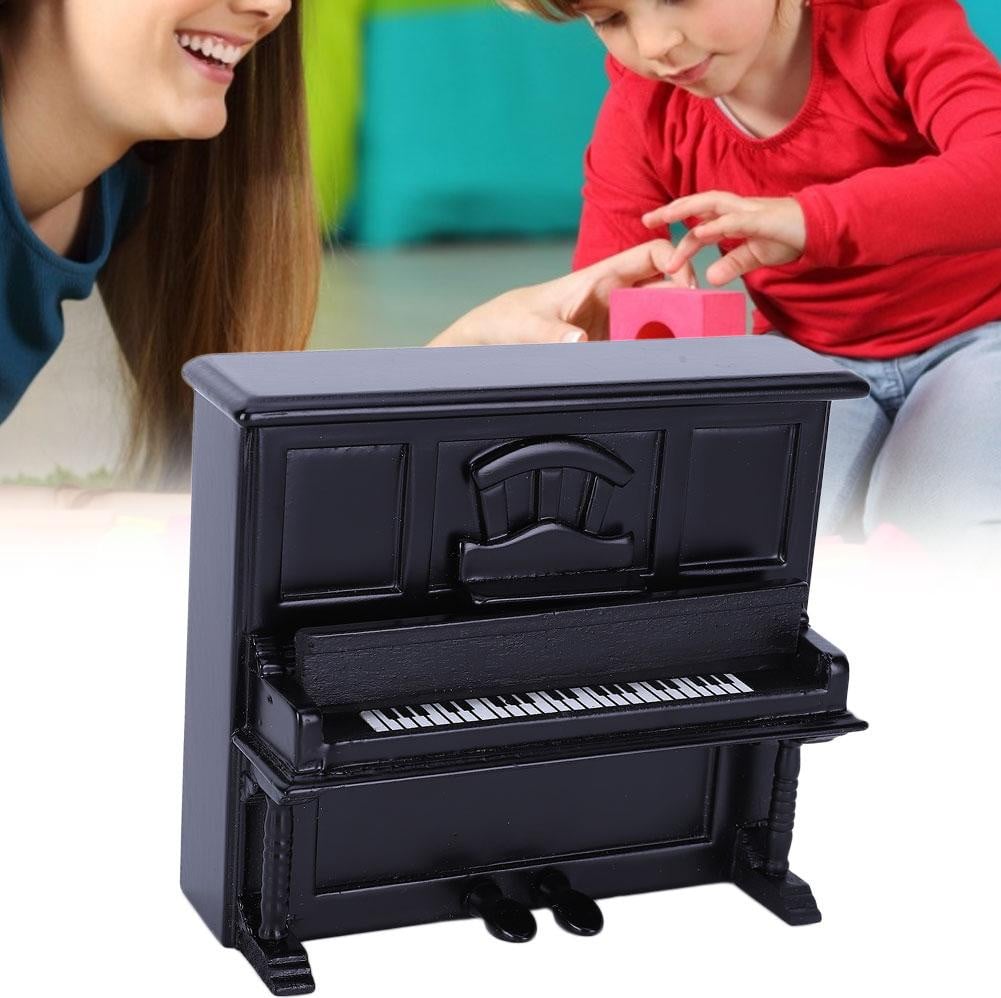 Gistuch Miniatuur Houten Piano Zwart - 1:12 Poppenhuis Speelgoed Accessoire