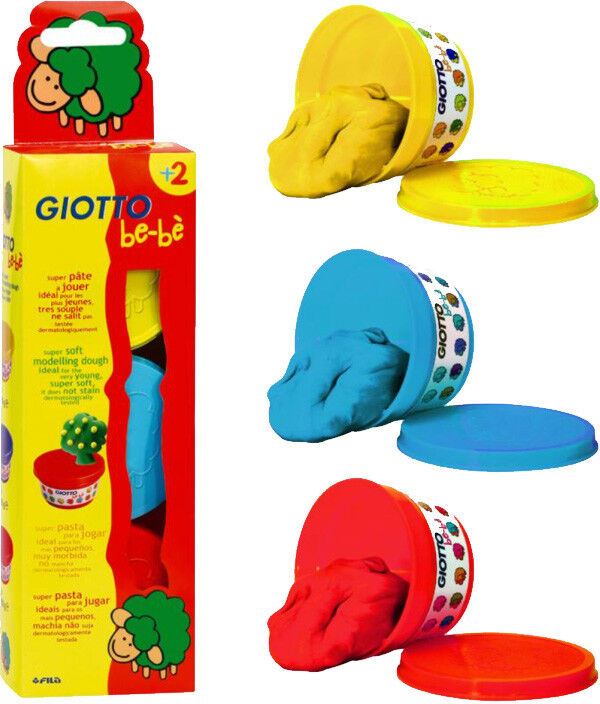 Etui 3 pots de 100g de pâte à jouer jaune, bleu, rouge - Giotto