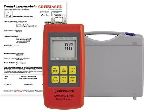Greisinger GMH3161-12-WPD5 Druck-Messgerät kalibriert (ISO) Luftdruck, Nicht aggressive Gase, Korrosive Gase 0 - 1.3 bar
