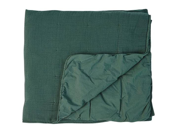 Lavie Wohndecke Nora dunkelgrün Bio Baumwolle 200 x 150 cm