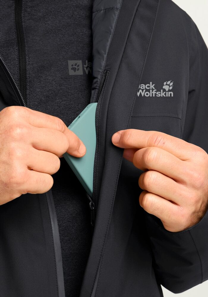 Winterjacke JACK WOLFSKIN "WISPER INS JKT M", Herren, Gr. S (48), schwarz, Obermaterial: 100% Polyester. Füllung: 100% Polyester. Futter: 100% Polyester, Jacken Winterjacke, Schlichte Isolationsjacke mit Wetterschutz. schwarz S (48)