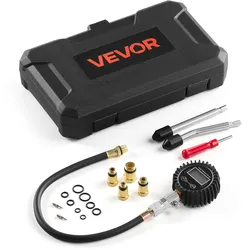VEVOR Druckverlustprüfer für Motorenzylinder 10-200 psi Manometerbereich, Zylinderdrucktester mit 4 Adaptern Abgewinkelten Verlängerten Metallrohren & Tragekoffer, Kraftfahrzeug Kompressionsprüfset
