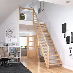 DOLLE Raumspartreppe Wangentreppe Paris Holztreppe, Edelstahlstäbe, bis 280,5 cm,Buche,Geradelaufend,ohne Setzstufen,unbehandelt