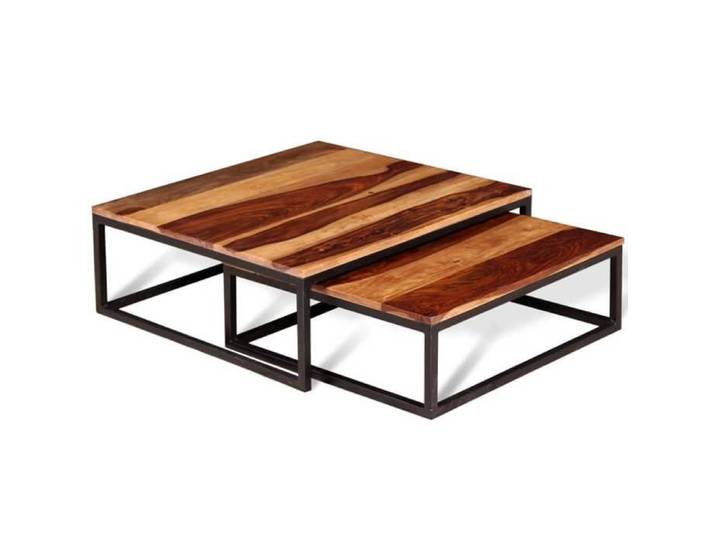 Ensemble de table basse gigogne - 2 pcs - contemporain - Bois massif T621