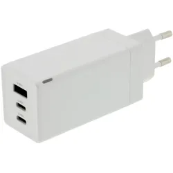 Patona GaN PD 65W 2xUSB-C + USB-A white (65 W, 3 Ports), USB Ladegerät, Weiss