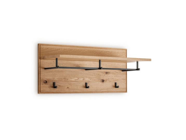 Linea Natura Garderobenpaneel, Wildeiche, Holz, Metall, Wildeiche, massiv, 80x37x36 cm, Aufhängemöglichkeit, Garderobe, Garderobenpaneele, Garderobenpaneele