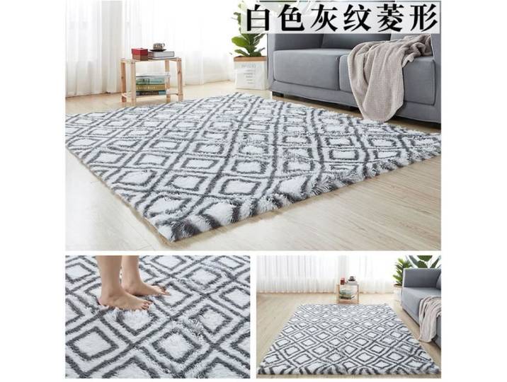 Tapis de luxe - TAPIS - Salon Chambre Adolescent - Design Moderne - Motif Losange Blanc Cassé - 120x200cm