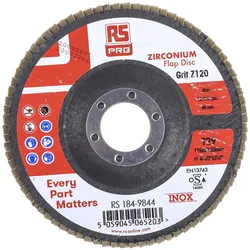 RS PRO, Schleifmittel, Zirkoniumdioxid Lamellenscheibe Ø 115mm, Korngrösse P120 (P120)