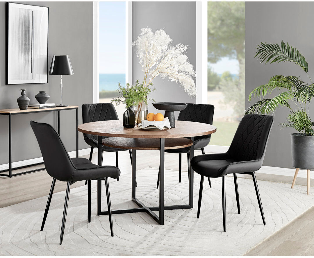 Canora Grey Adler 4 -Person Dining Set Black/Black 4