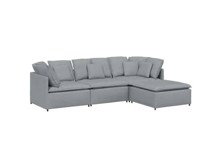 KUTYWEXFM Modulares Sofa 4-Teilig mit Fußhocker Kissen Hellgrau Flexibles Ecksofa fürs Wohnzimmer mit robustem Metallgestell und weichen Kissen für gemütliche Entspannung zu Hause.