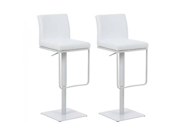 CLP Barhocker 2er Set Lederlook Weiß, Metall, 42x86x44 cm, Esszimmer, Barmöbel, Barhocker
