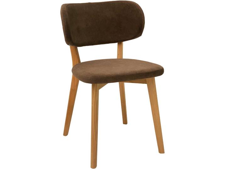 4-Fußstuhl MASSIVLINE & MORE Luxy Stuhl, Esszimmerstuhl, Küchenstuhl , braun (braun, braun), B:52cm H:83cm T:59,5cm, Polyester, Stühle, 4-Fußstuhl, Massivholz: Wildeiche geölt