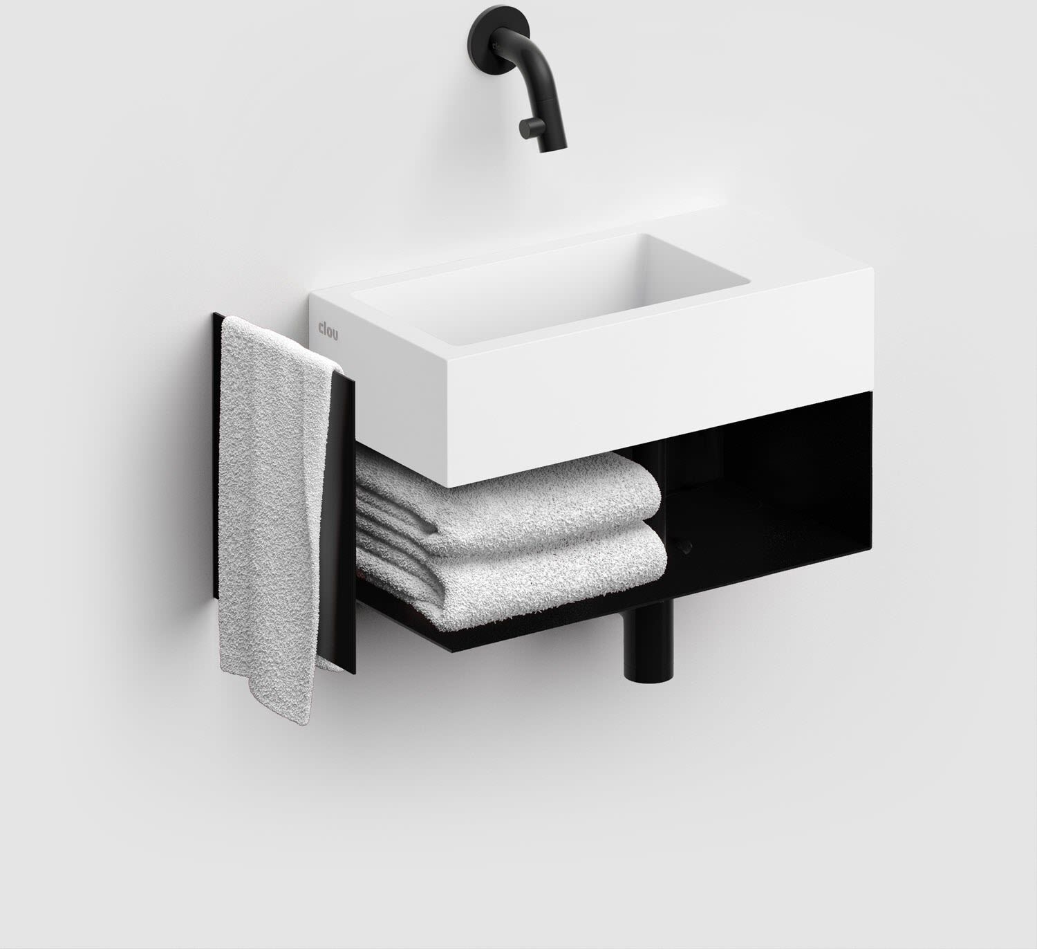 Clou Flush 3 Right Aluite - Handwaschbecken 36 cm mit offenem Unterschrank