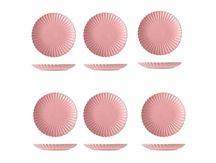 Snowflyk Essteller, Speiseteller, 6 Stück, 25,4 cm, Keramik-Essteller zum Servieren von Desserts, Salaten, Steaks und Vorspeisen (Rosa, 20,3 cm, 6er-Pack)