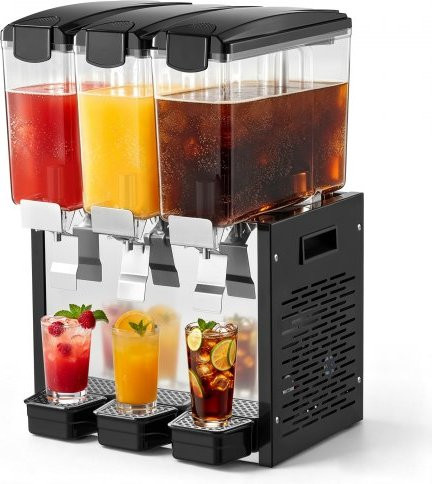 Vevor Elektrische drankdispenser met 3 x 10 l sapdispenser, Transparant/Zwart