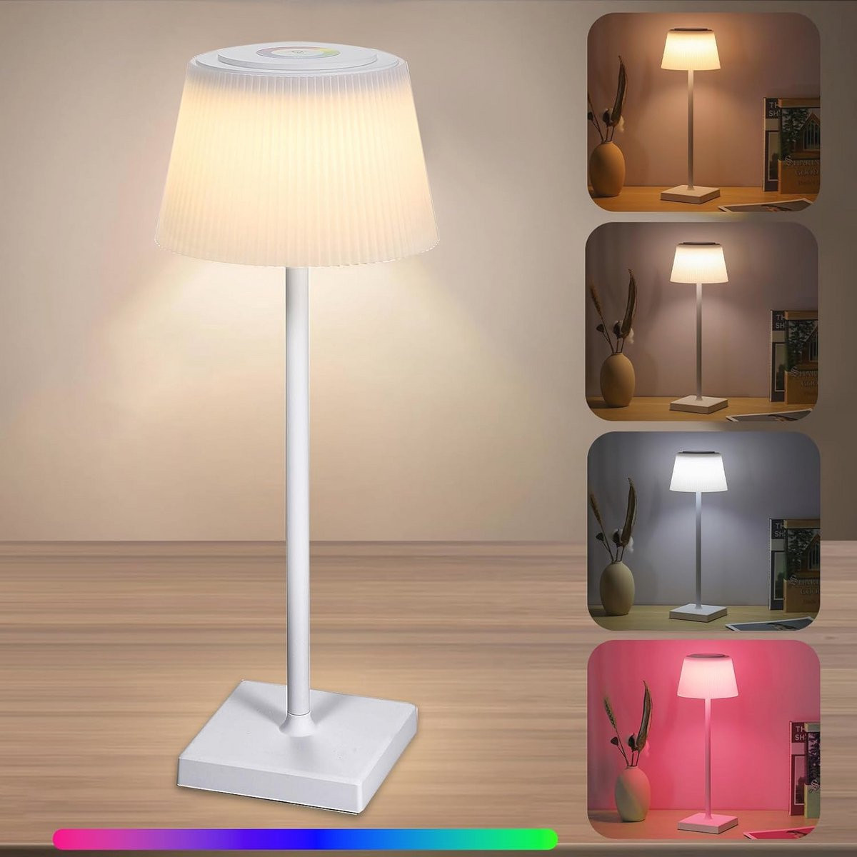 Moderne Draadloze RGB+CCT Tafellamp met Oplaadbare Batterij en LED-verlichting