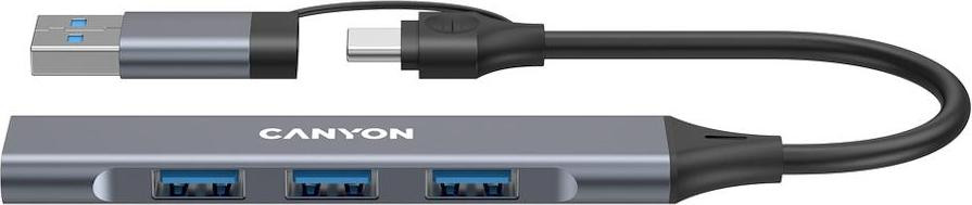 Canyon Hub DS-02 4-in-1 USB-A/C Hub, grijs