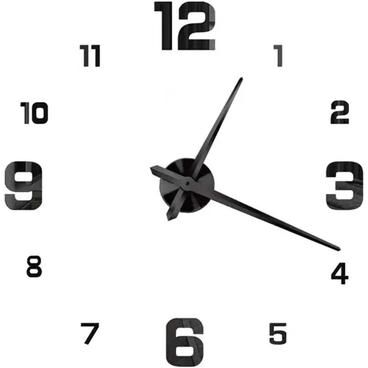 Uplifted Goods Contemporary 3D Oversized DIY Mirror Wall Clock 063 Black 1.97 2.95 Ft 3d