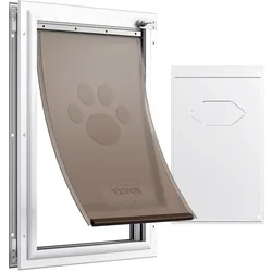 VEVOR Haustierklappe Hundeklappe aus Aluminiumrahmen mit Schloss & Klappensystem 346,1 x 600 mm, wetterfeste Hundeklappe Haustiertüre geeignet für Katzen Hunde Kätzchen (Weiß-XL) einfache Montage
