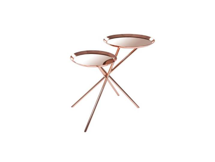 Table Basse Design Ella en Or Rose et Miroir - Réf. VK8056633401778