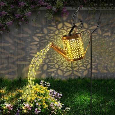 Uplifted Goods Iron Solar Lantern For Outdoor Decorative Pathway Lighting kettle Warm White