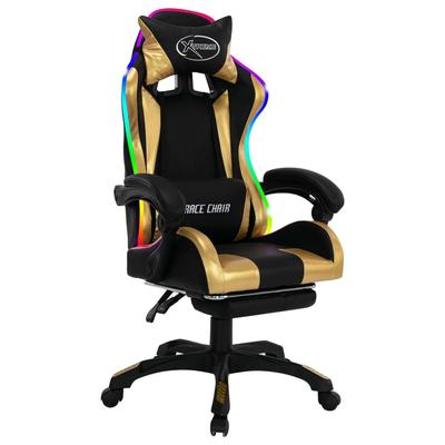 Helloshop26 - Drehbarer Bürostuhl/Schreibtischstuhl für Computer- und Videospielnutzung mit goldener RGB-LED-Beleuchtung und 02_0024204