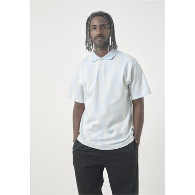 Poloshirt CLEPTOMANICX "Ziggy", Herren, Gr. L, blau (hellblau), 100% Baumwolle, Jacquardmuster, normal, V-Ausschnitt, Shirts, mit dezentem Allover-Print