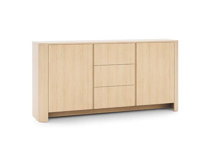 Lomadox Wohnzimmer Esszimmer Anrichte Schrank Kommode mit 168 cm Breite, in Eiche, 2 Türen & 3 Schubladen modern