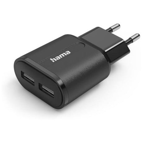 Hama Oplader 2x USB-A 12W Zwart