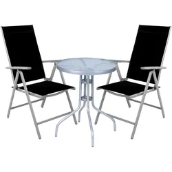 Mojawo Bistro Sitzgarnitur Bistrogarnitur 3-teilig Silbergrau / Schwarz