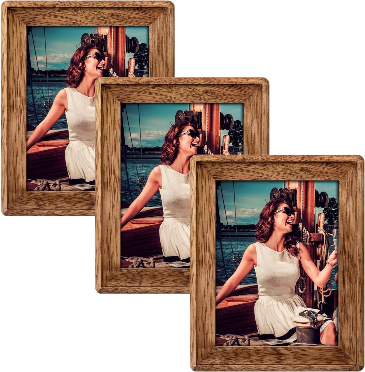 ZEP Fotolijst Bruin Hout - Set van 3 - Voor foto 13 x 18 cm
