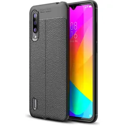 Screenguard Xiaomi Mi 9 Lite Hülle Leather Design TPU Cover (Xiaomi Mi 9 Lite), Smartphone Hülle, Schwarz