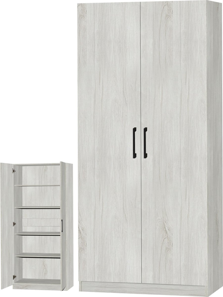 Belfurn EDEN Linnenkast met 2 deuren - White Oak - Breedte: 60 cm, Hoogte: 180 cm