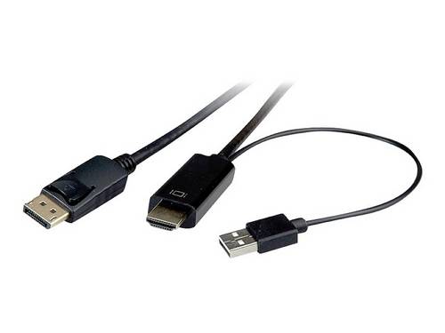 Roline HDMI / DisplayPort / USB Anschlusskabel DisplayPort Stecker, HDMI-A Stecker, USB-A Stecker 3.00 m Schwarz 11.04.5993 Geschirmt HDMI-Kabel