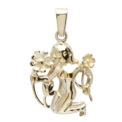 Kettenanhänger OSTSEE-SCHMUCK "Ostsee-Schmuck Anhänger Tierkreiszeichen Jungfrau", gelb, Schmuckanhänger, Damen, 25 x 17mm, Silber 925 (Sterlingsilber), 2,8 g, Kettenanhänger