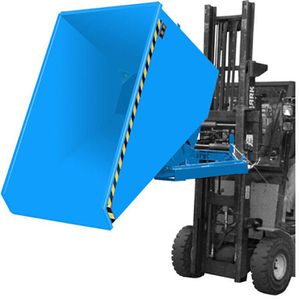 BAUER Kippbehälter EXPO-E 1200, für Stapler, für Späne, 1,2 m³, blau, 1500 kg