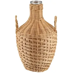 Flaschenvase   , braun , Glas,Rattan , Maße (cm): H: 26,5  Ø: 20