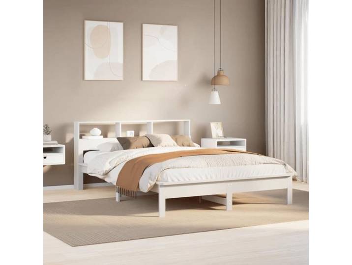 Cadre de lit sans matelas blanc 140x190 cm bois de pin massif sommier cadre de lit double cadre de lit en bois 3309741