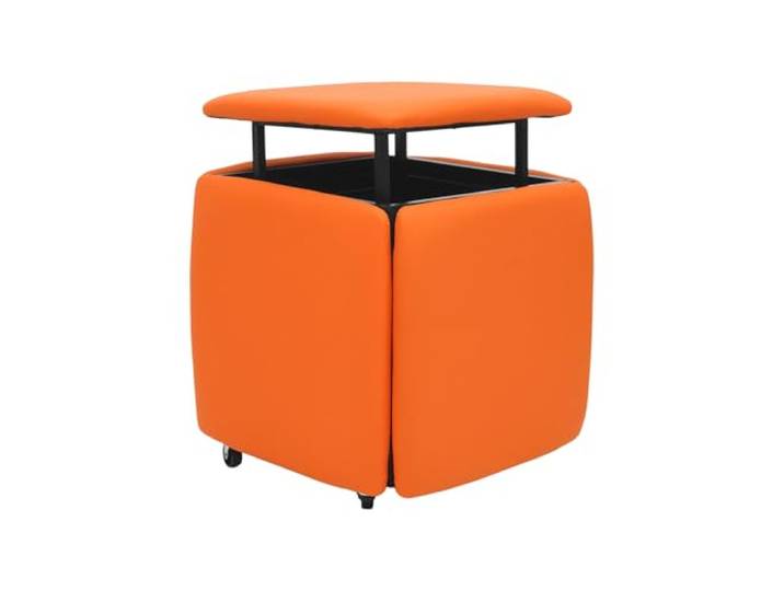 5-in-1 Stapelbarer Sofa Hocker Set mit Rädern, Multifunktionaler Sitzwürfel Fußhocker Wohnzimmer Gepolstert, 75 kg Tragkraft, Stapelbarer Kombinationshocker für Wohnzimmer/Schlafzimmer, Orange-rot
