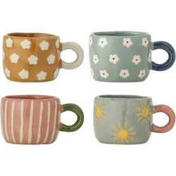 Bloomingville Nini Tasse aus Steingut, 4er Multipack, Ø 7,5xH5,5 cm, 110 ml