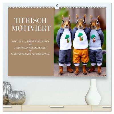 Tierisch motiviert (hochwertiger Premium Wandkalender 2026 DIN A2 quer), Kunstdruck in Hochglanz