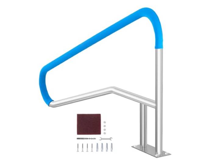 VEVOR Rampe Piscine\, 1420 x 945 mm\, Main Courante Piscine Acier Inoxydable avec Plaque de Base\, Barre d'Appui de Sécurité Antirouille\, Accessoires\, pour Piscines\, Intérieur\, Extérieur\, Terrasses\, Spas