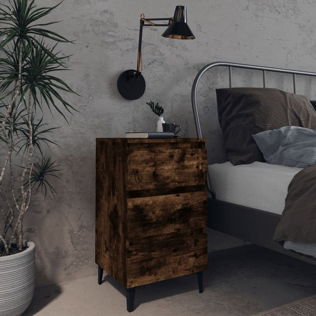 Rio Pythagoras 40cm W Particle Board / Chipboard Bedside Table Smoked Oak 69cm H X 40cm W X 35cm D